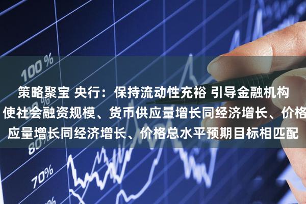 策略聚宝 央行：保持流动性充裕 引导金融机构加大货币信贷投放力度 使社会融资规模、货币供应量增长同经济增长、价格总水平预期目标相匹配