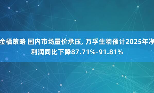 金橘策略 国内市场量价承压, 万孚生物预计2025年净利润同比下降87.71%-91.81%